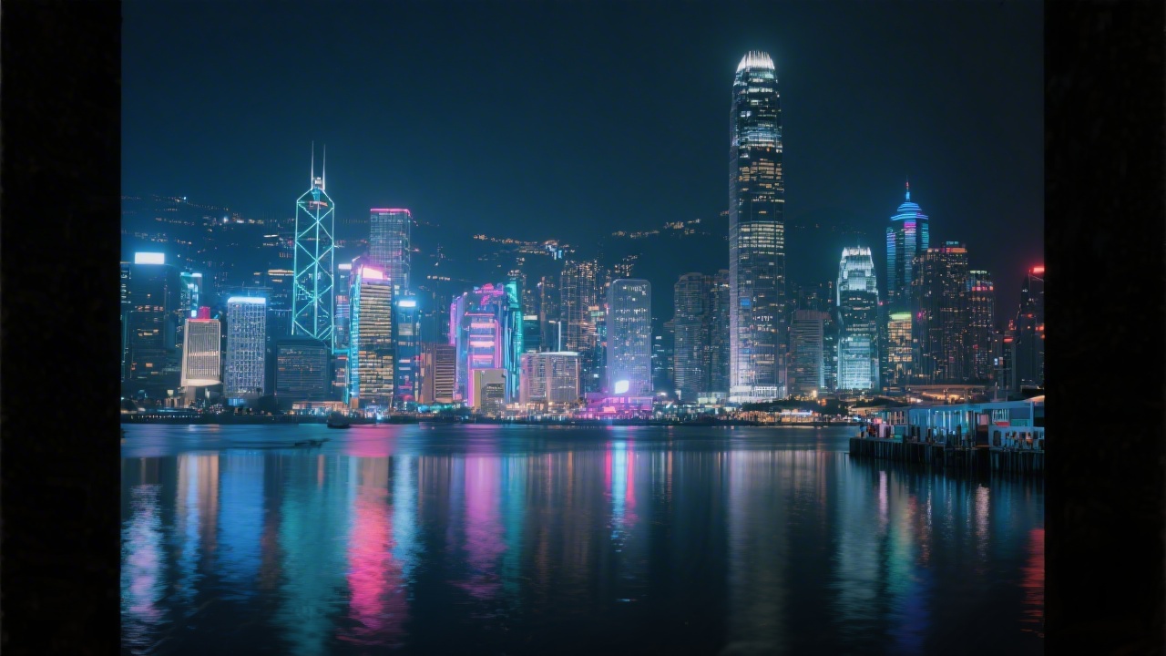 Nighttime Hong Kong skyline with neon reflections on the harbor, showing a modern business vibe and cyber-accented atmosphere suited for growth marketing education.